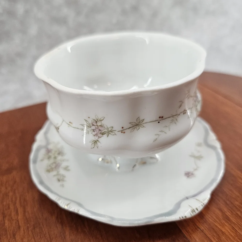Versailles Made In Germany Elegant White Small Floral Bowl‎ with Attached Plate